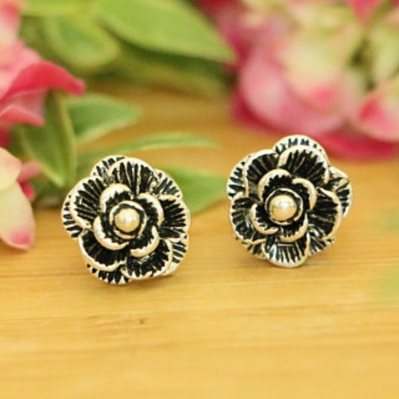 Grand Bazaar Jewelers Jewelry - 925 Sterling Silver Flower 10 mm Stud Earrings